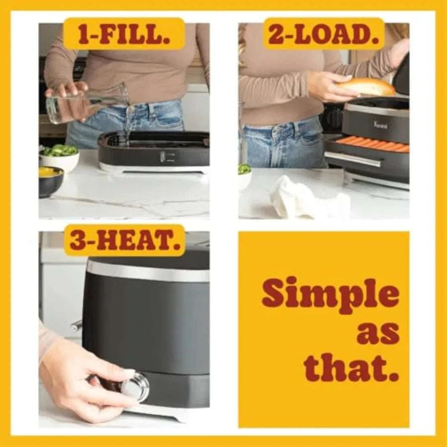 Electric Hot Dog Steamer with Bun Warmer for 24 Hot Dogs and 12 Buns-United States