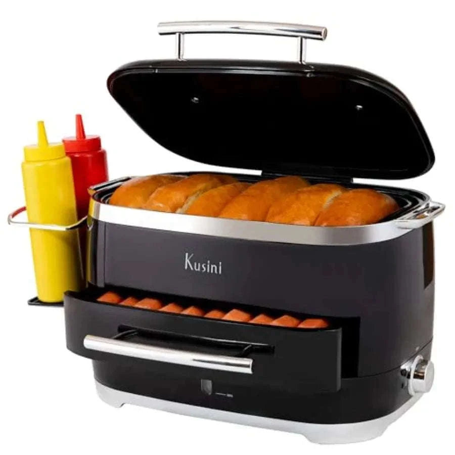 Electric Hot Dog Steamer with Bun Warmer for 24 Hot Dogs and 12 Buns-United States