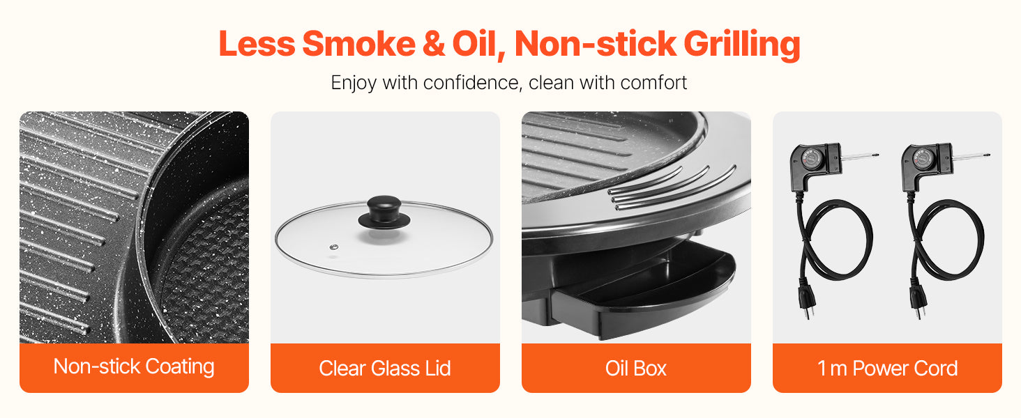 2200W 2-in-1 Electric Hot Pot with Grill for 1-6 People