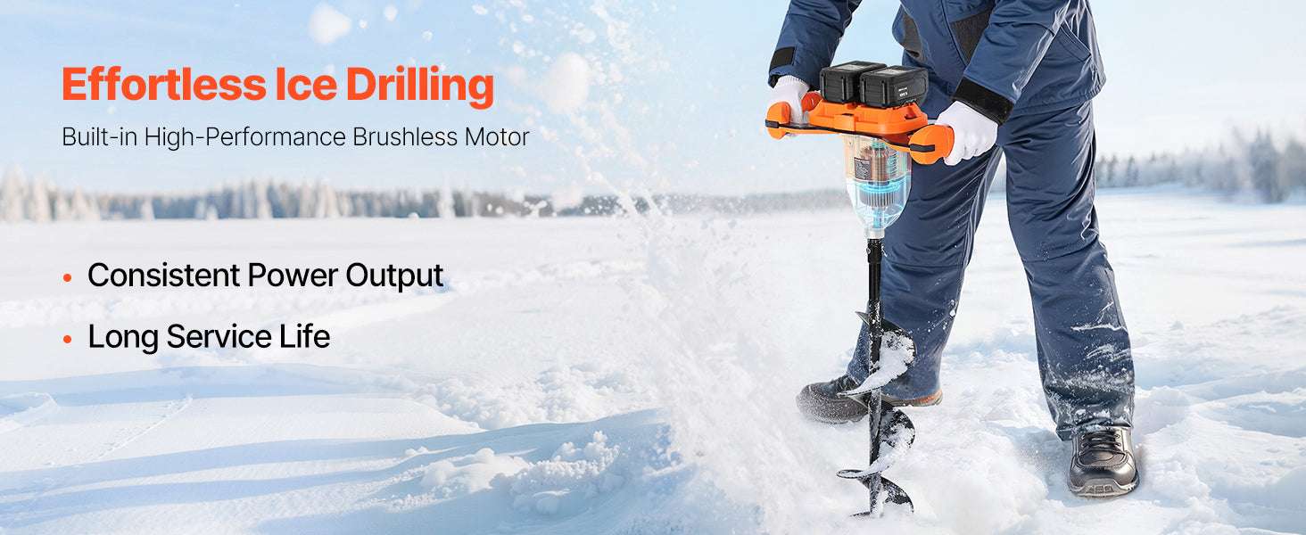 Electric Ice Auger 8" Cordless Drill with Dual Ice & Earth Bits-20V / United States