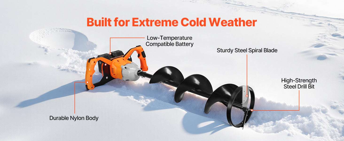 Electric Ice Auger 8" Cordless Drill with Dual Ice & Earth Bits-20V / United States