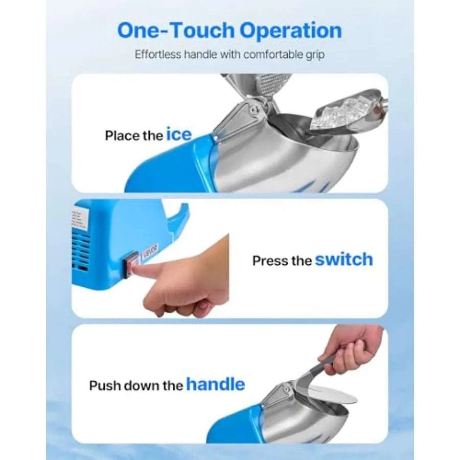 Electric Ice Crusher Machine 4-Blade 286lbs/hr Snow Cone Maker-United States / Blue