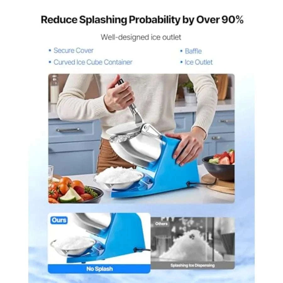 Electric Ice Crusher Machine 4-Blade 286lbs/hr Snow Cone Maker-United States / Blue