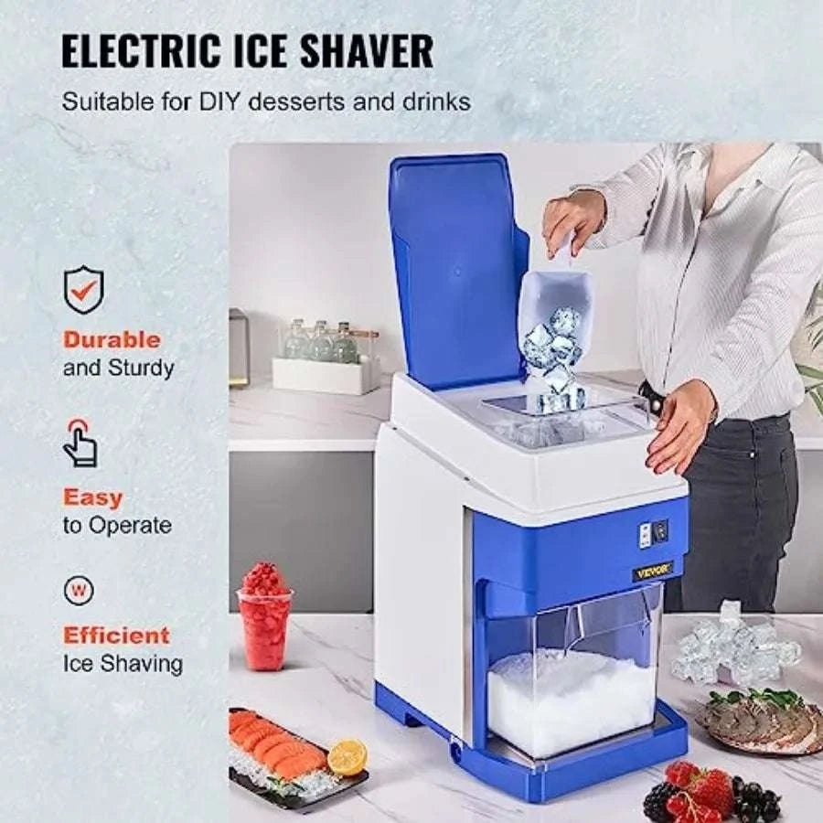 Electric Ice Shaver Crusher 3kg/min Snow Cone Maker with 4.4lb Ice Box-United States / aspic