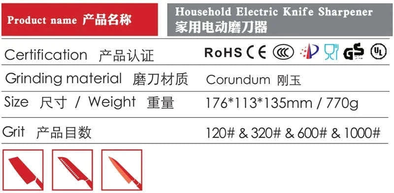 Electric Knife Sharpener with 3-Stage Diamond Grinding System-Sharpeners Set / sharpener / Russian Federation