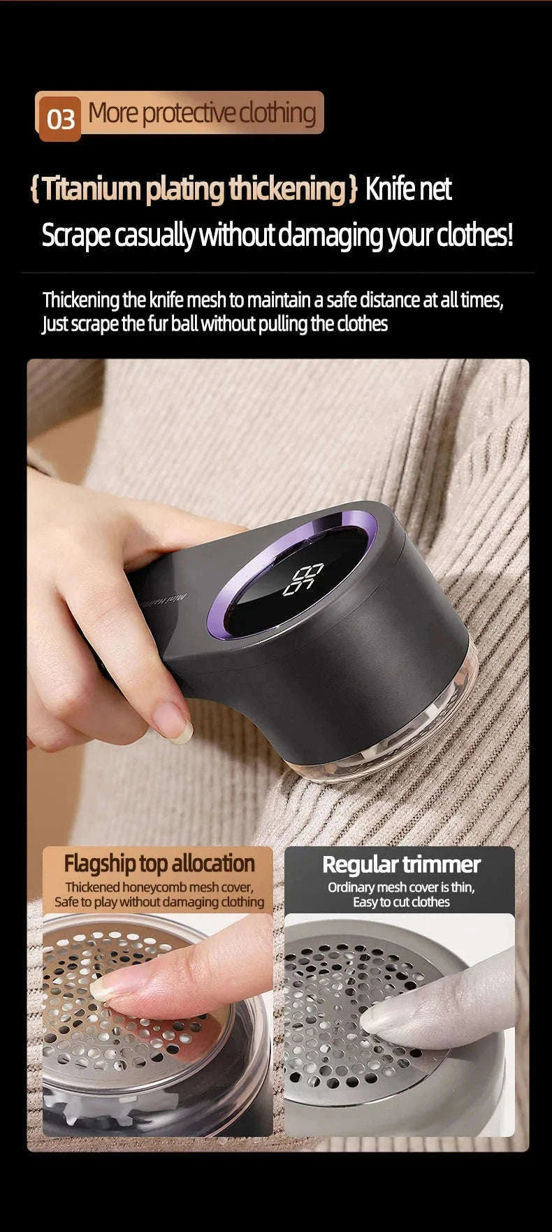 Electric Lint Remover with LED Digital Display-Grey