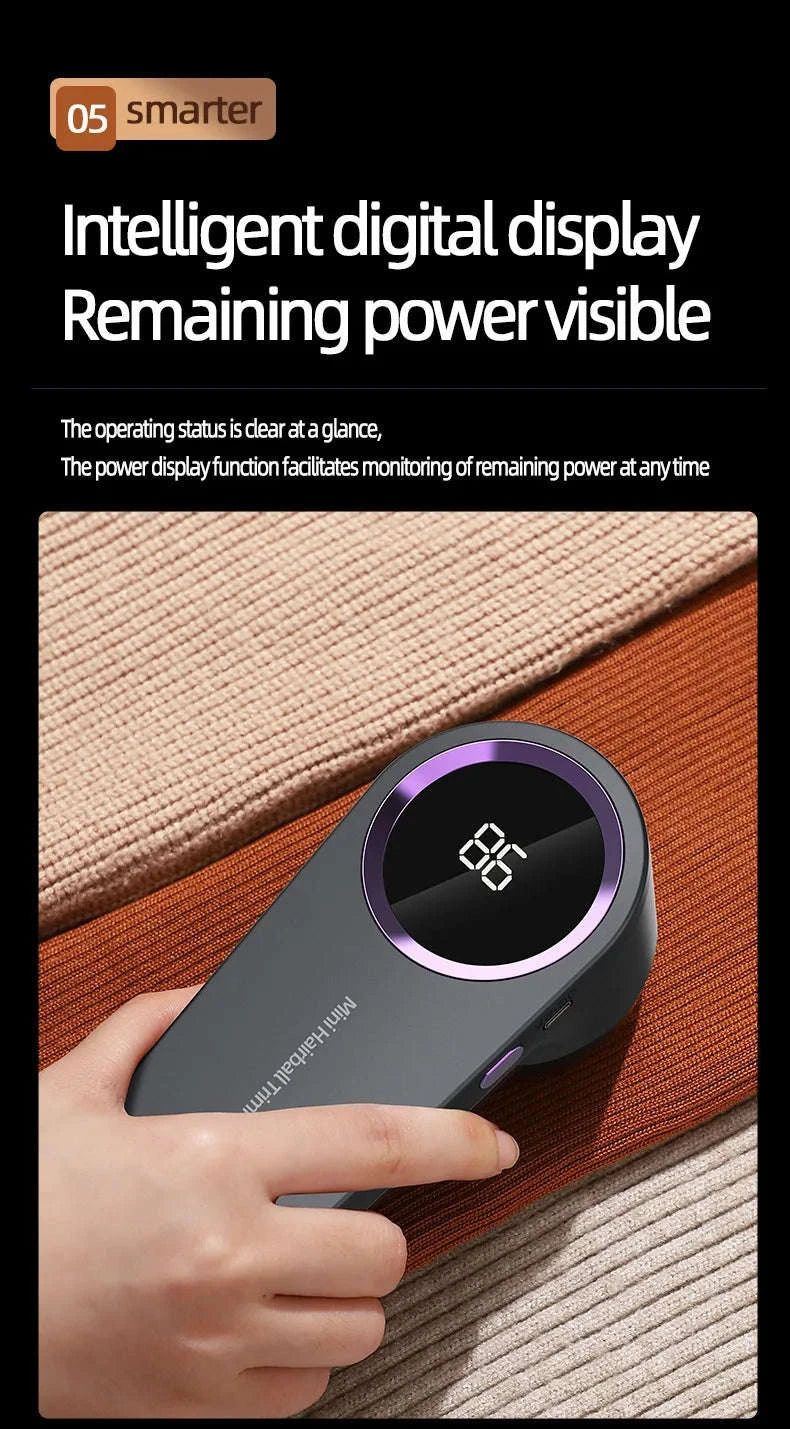 Electric Lint Remover with LED Digital Display-Grey