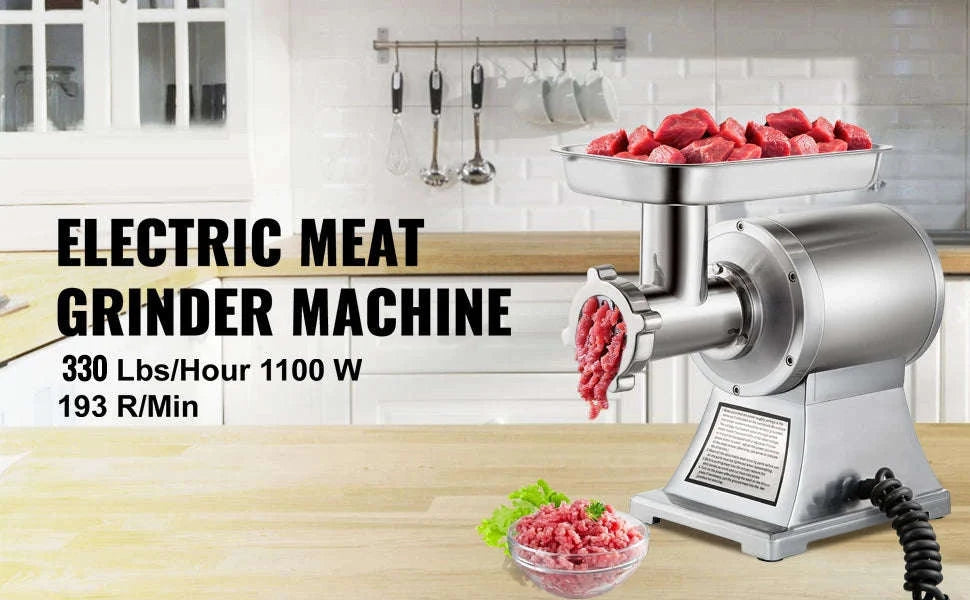 Electric Meat Grinder 550 lbs/h Stainless Steel Mincer-sliver / United States