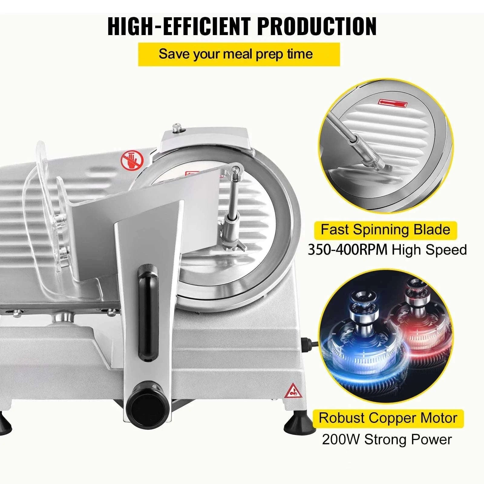 Electric Meat Slicer 8" Carbon Steel Blade with Adjustable Thickness-8inch / United States