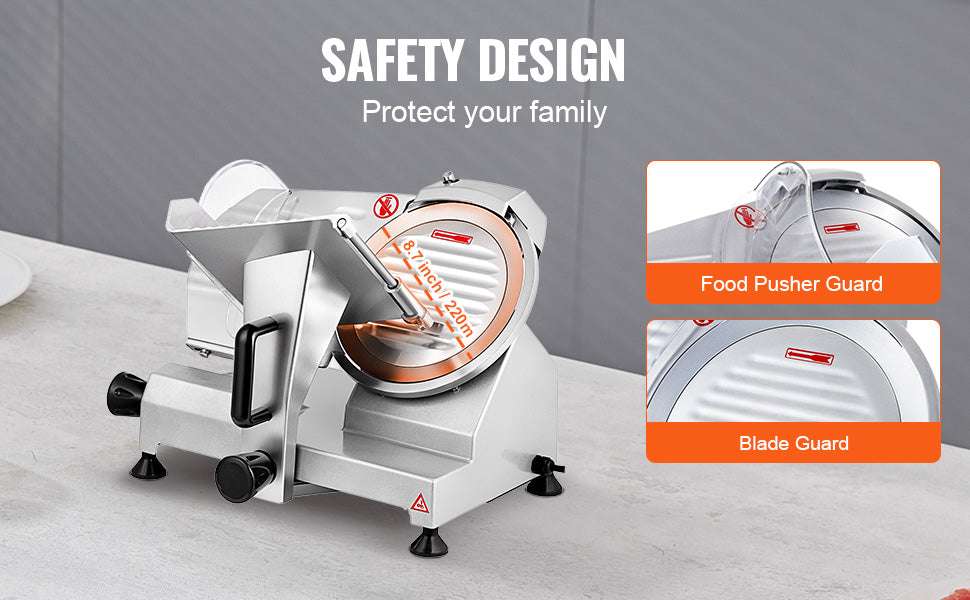 Electric Meat Slicer with Adjustable Thickness 8" Carbon Steel Blade-8inch / United States