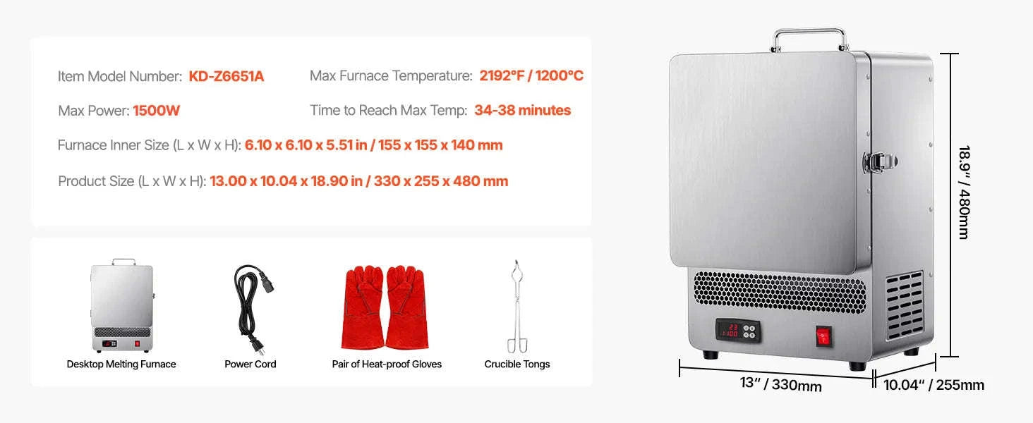 Electric Melting Furnace 1500W/1650W for Casting and Firing-M 1650W / spain