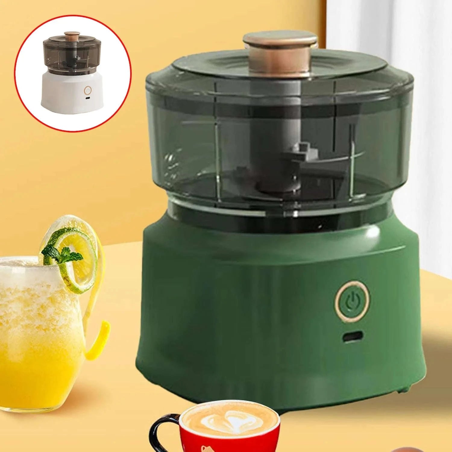 Electric Mini Food Chopper 350ML USB Rechargeable Garlic & Meat Grinder-White / United States