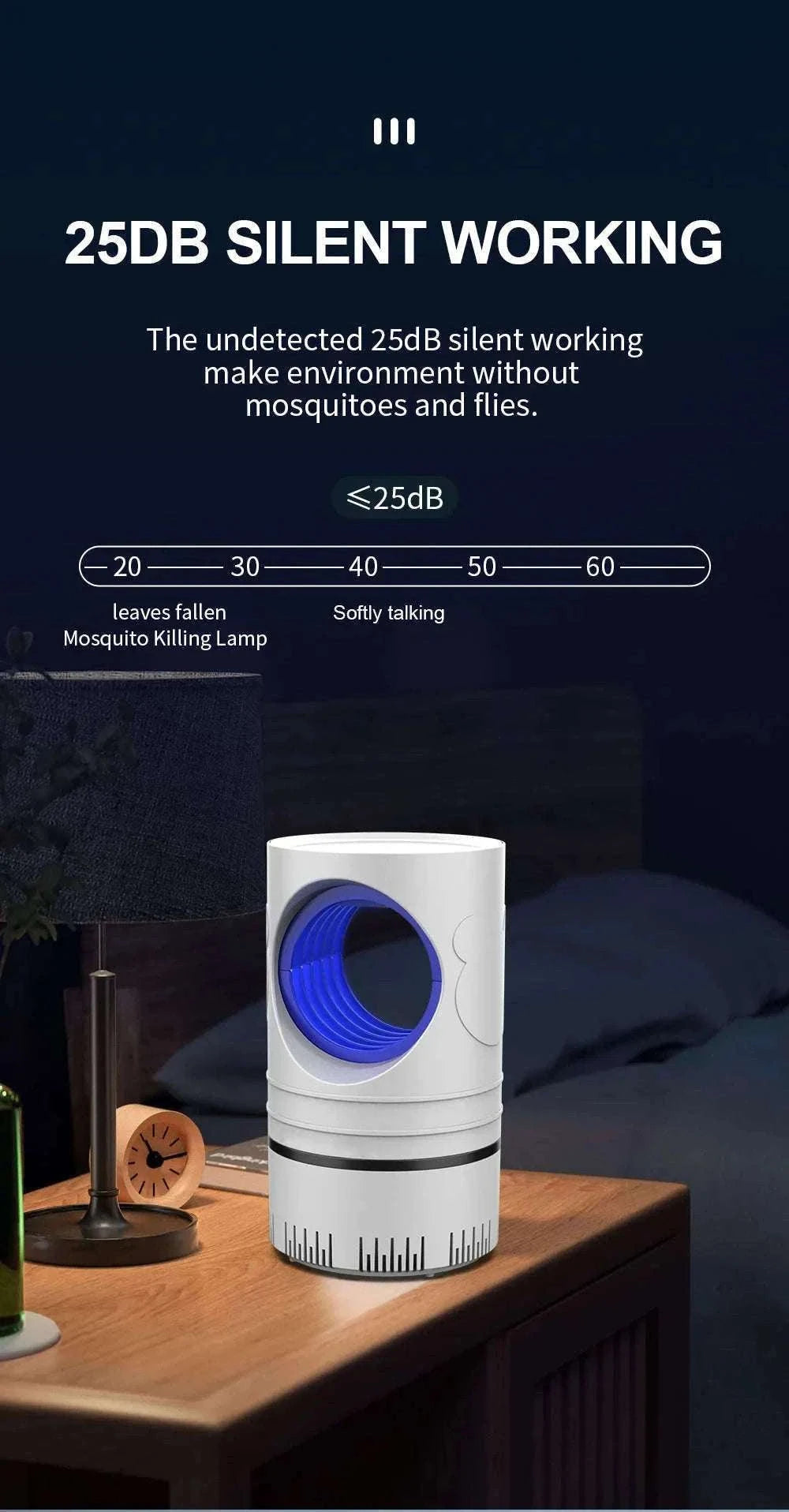 Electric Mosquito Killer Lamp with UV LED and USB Power-black