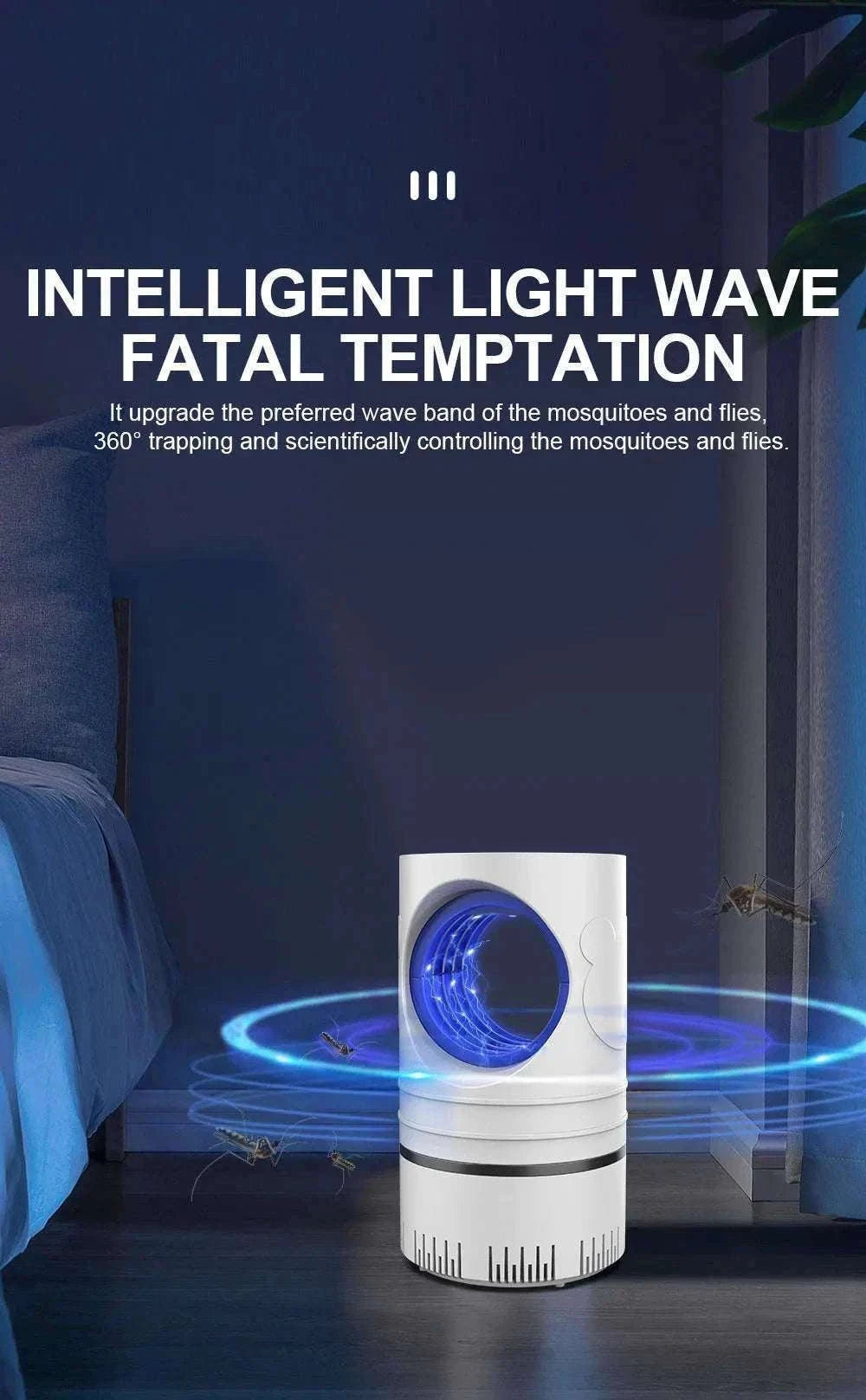 Electric Mosquito Killer Lamp with UV LED and USB Power-black