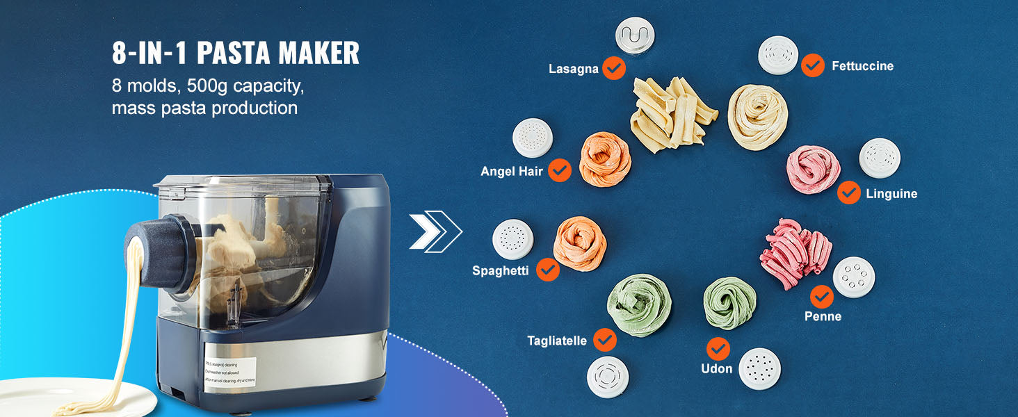 Automatic Electric Pasta Maker with 4 Modes & 500g Capacity