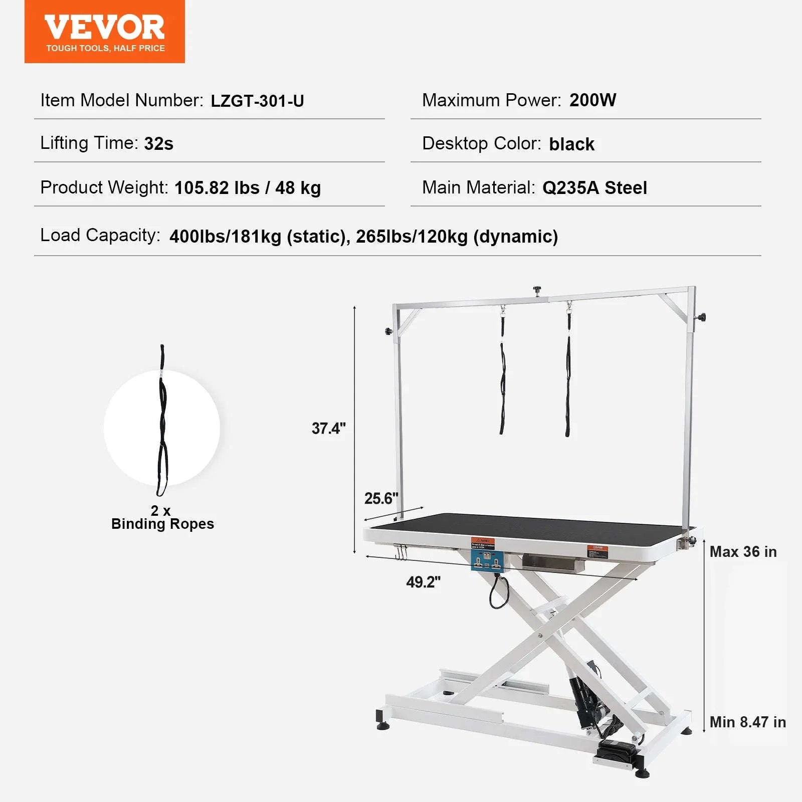 Electric Pet Grooming Table with Adjustable Arm for Large Dogs-50inch / United States