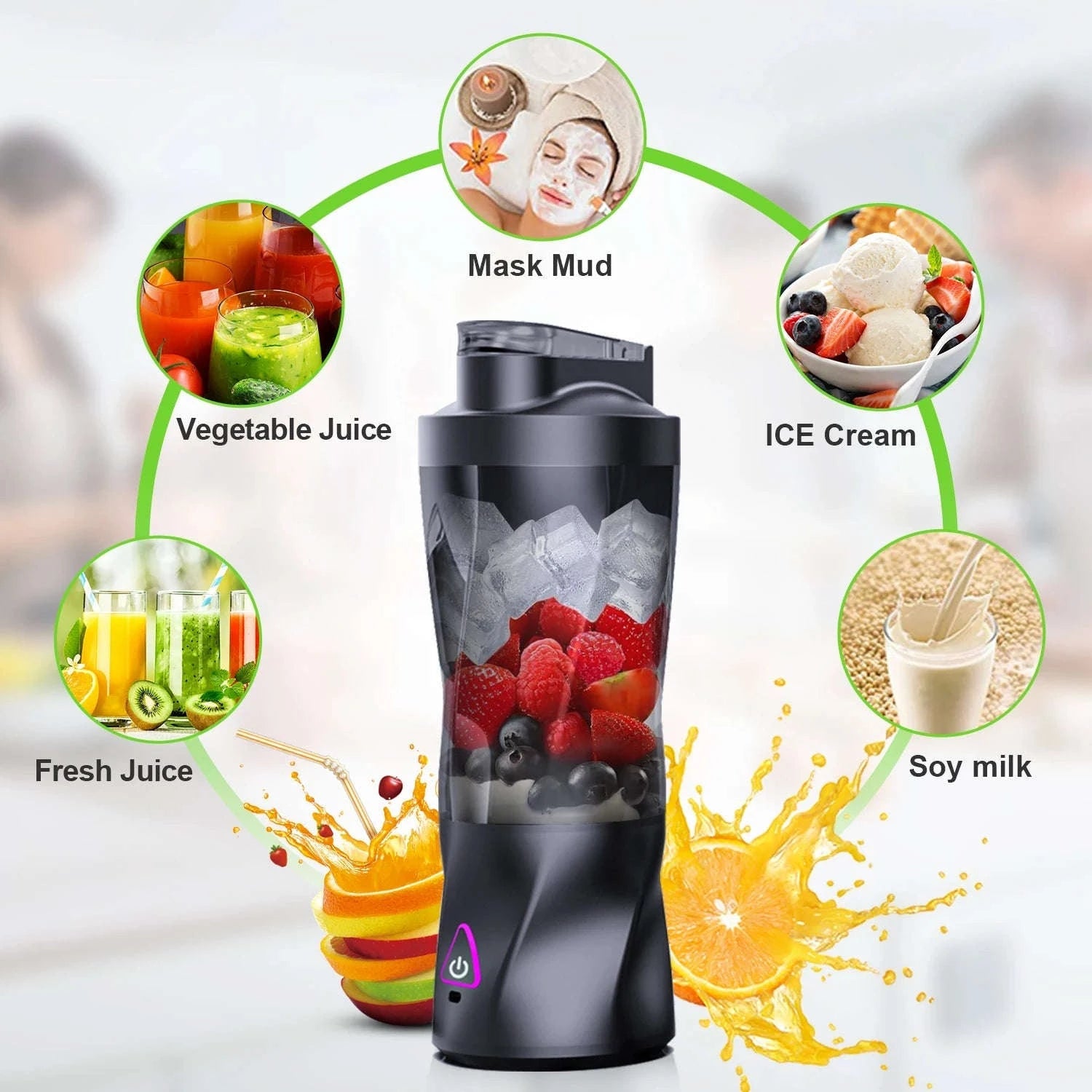 Electric Portable Juicer Blender 700ml USB Rechargeable-HD-10 Black / 11.1