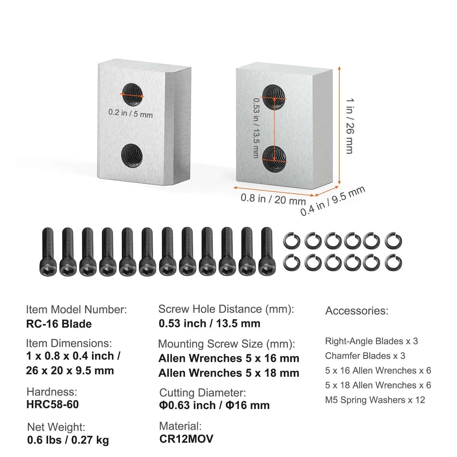 Electric Rebar Cutter Replacement Blades Set (6PCS) for RC-25-20mm 22mm / United States