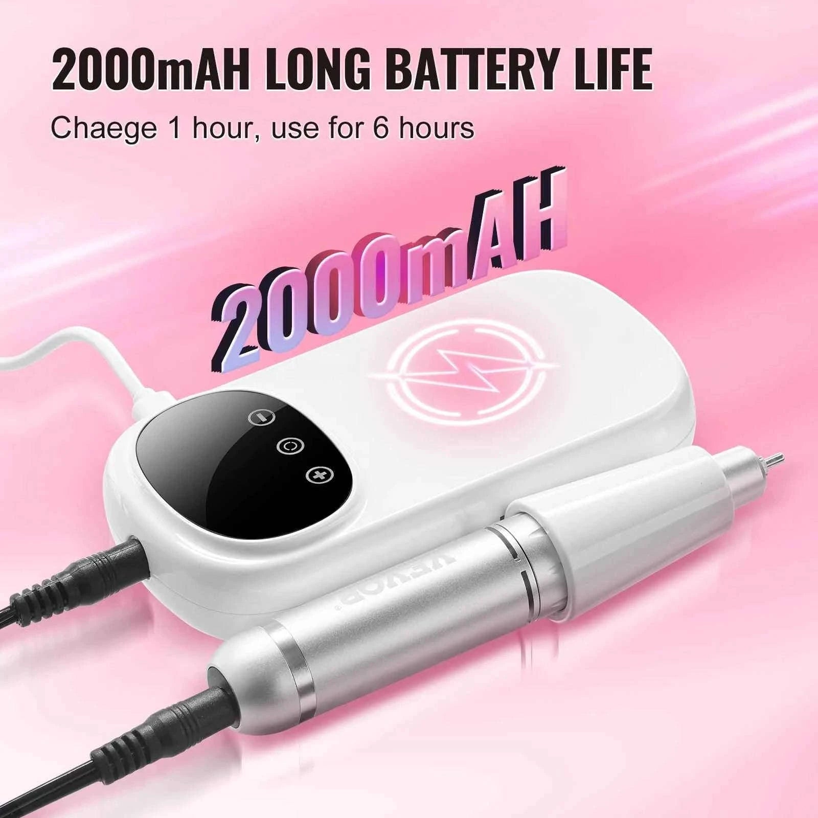Electric Rechargeable Nail Drill 35000RPM Portable Cordless Nail File Machine-40k / Canada