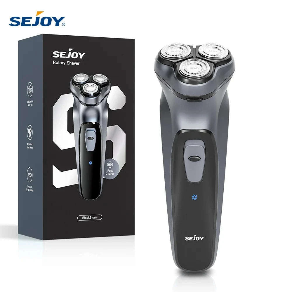 Electric Rotary Shaver for Men with 3D Floating Triple Blades-Blue / United States