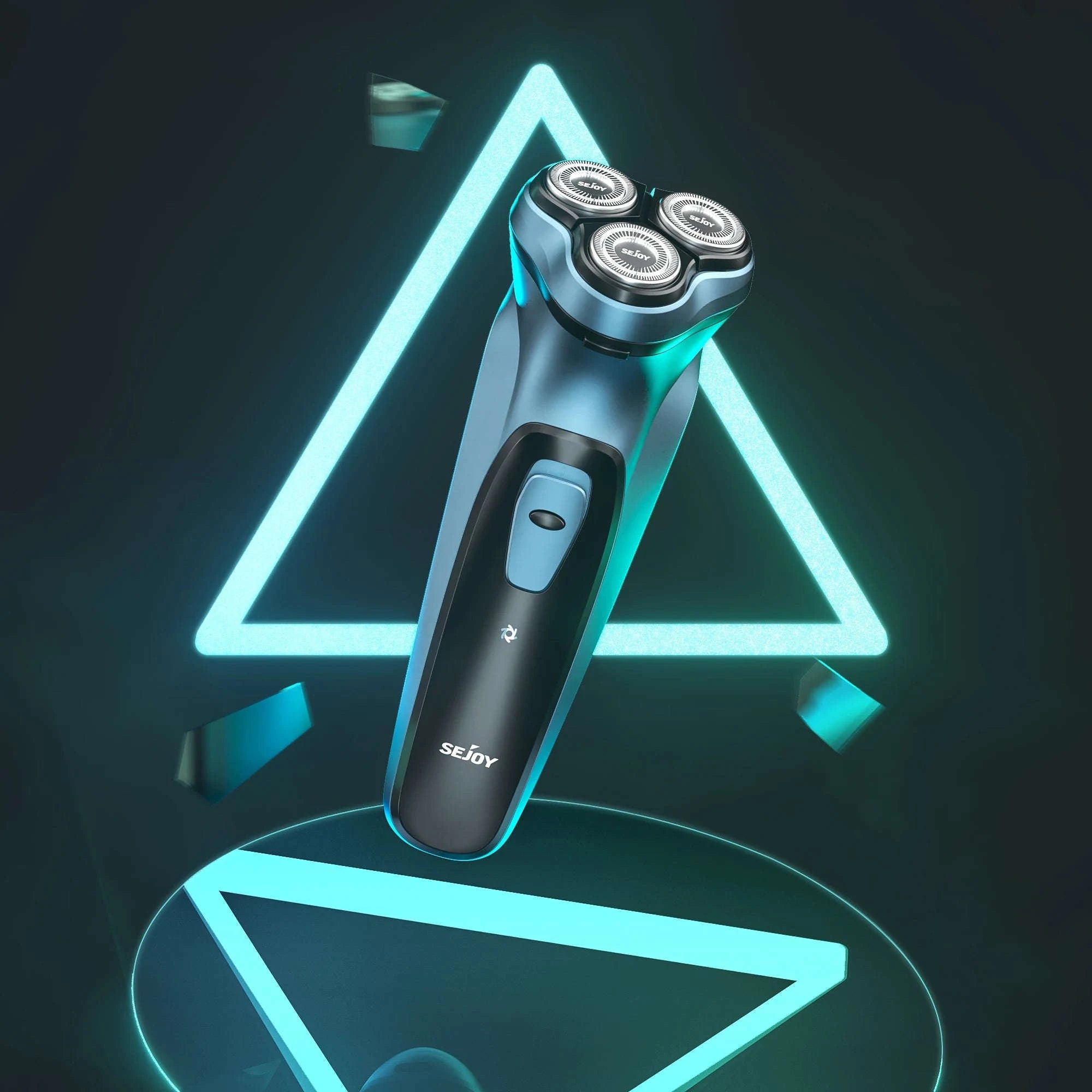 Electric Rotary Shaver for Men with 3D Floating Triple Blades-Blue / United States