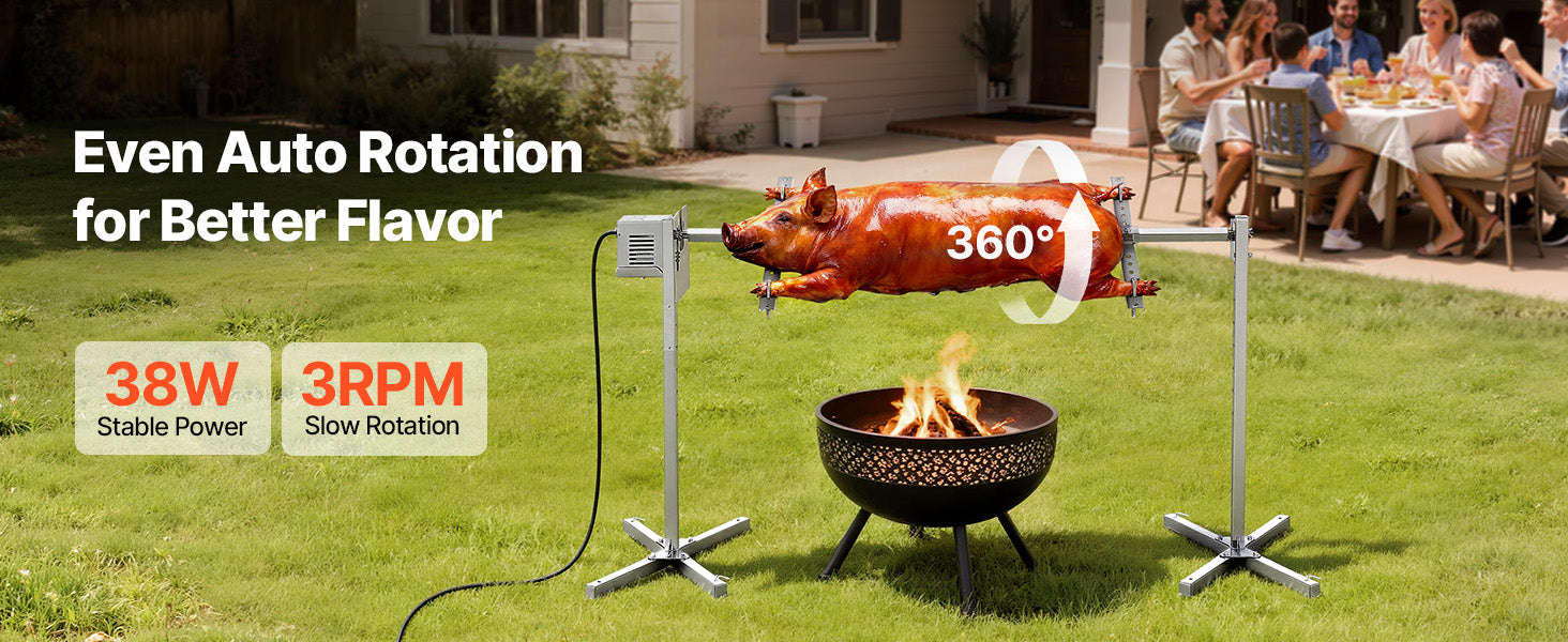 Electric Rotisserie Grill Kit Stainless Steel Automatic Grilling Kit-56inch / france