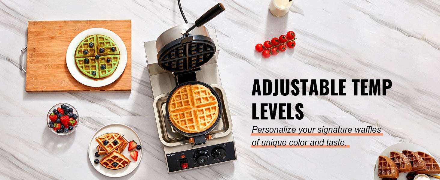 Electric Round Waffle Maker 1300W Non-Stick Stainless Steel Iron-United States
