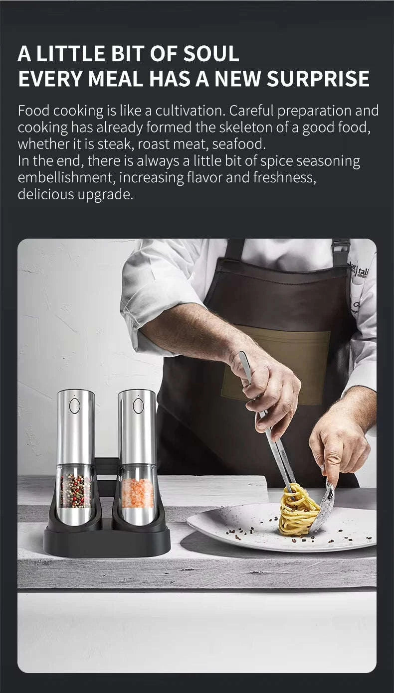 Electric Salt and Pepper Grinder Set with Rechargeable Base-KYMQ-32C-H52