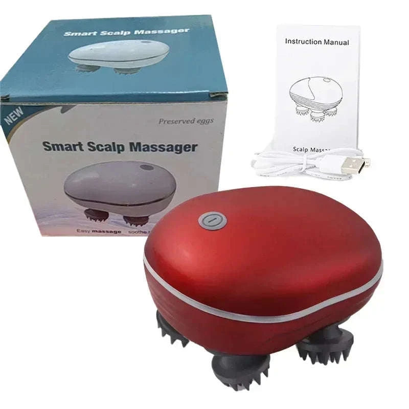 Electric Scalp Head Massager with Red Light Therapy-green