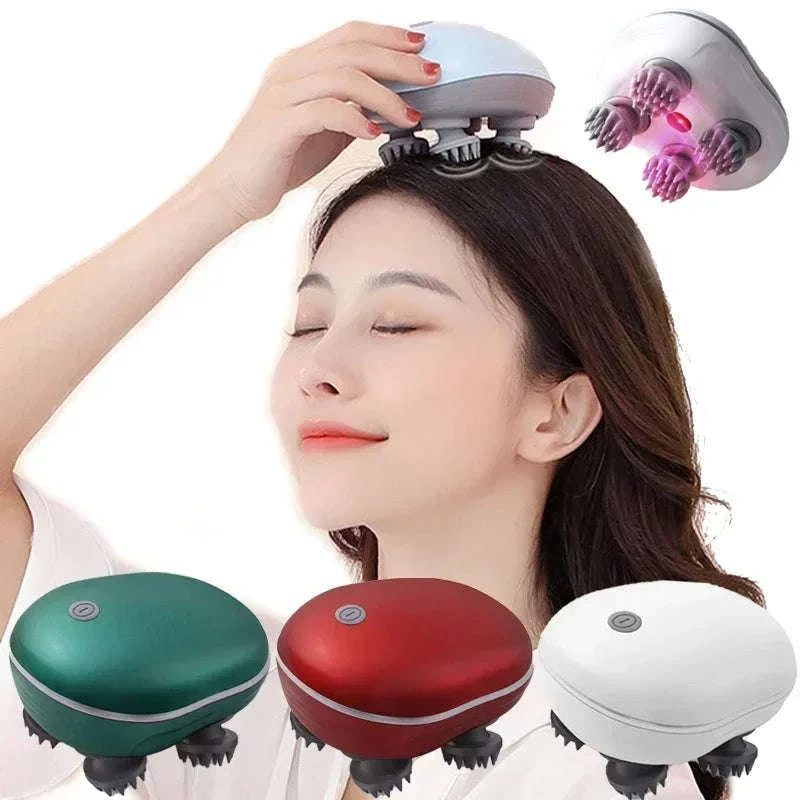 Electric Scalp Head Massager with Red Light Therapy-green