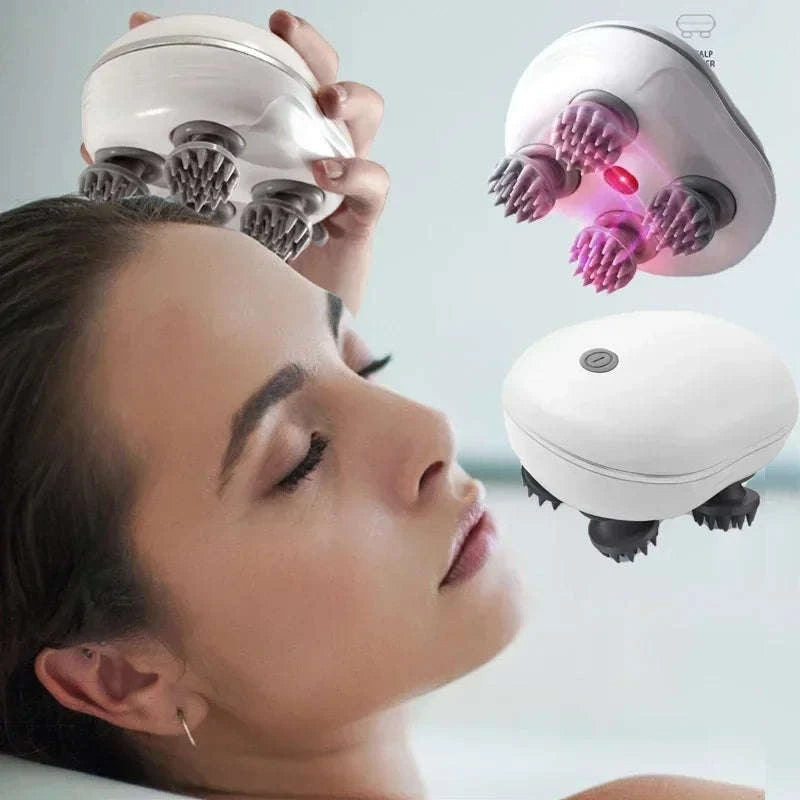 Electric Scalp Head Massager with Red Light Therapy-green