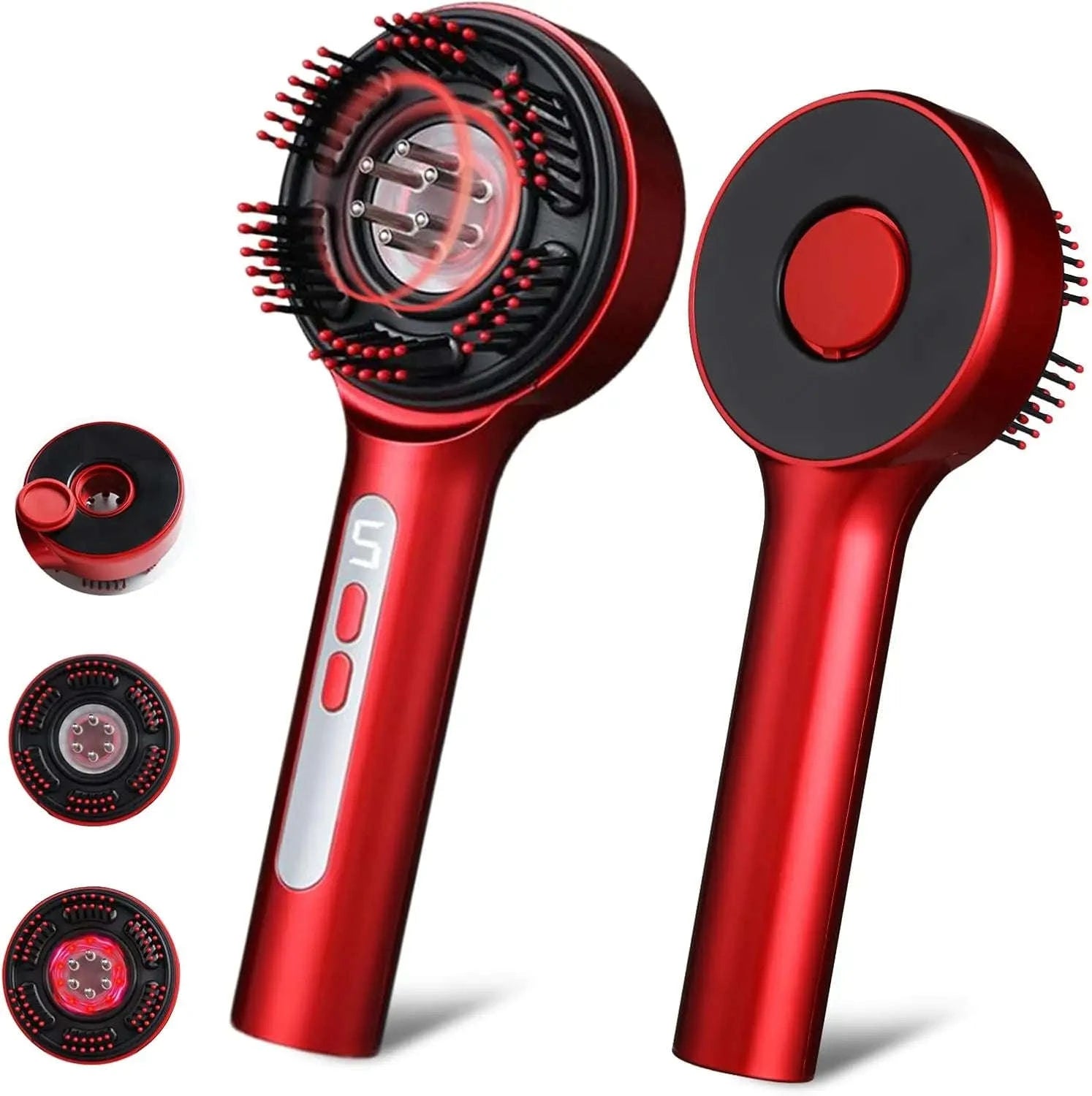 Electric Scalp Massage Comb with Oil Applicator & 5 Speed Modes-Red / United States