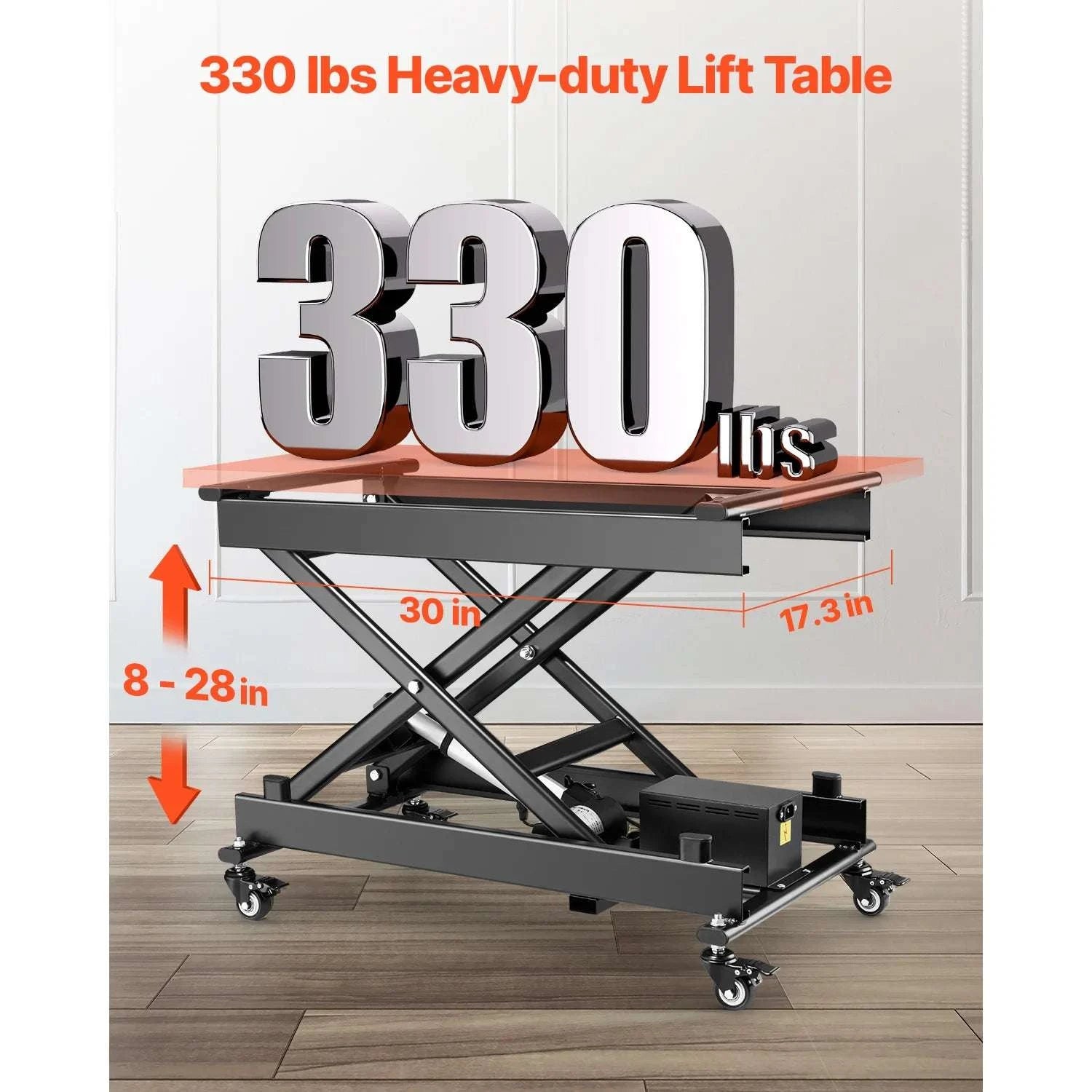 Electric Scissor Lift Table 330lb Adjustable 8–28in Platform-330lbs / Mexico