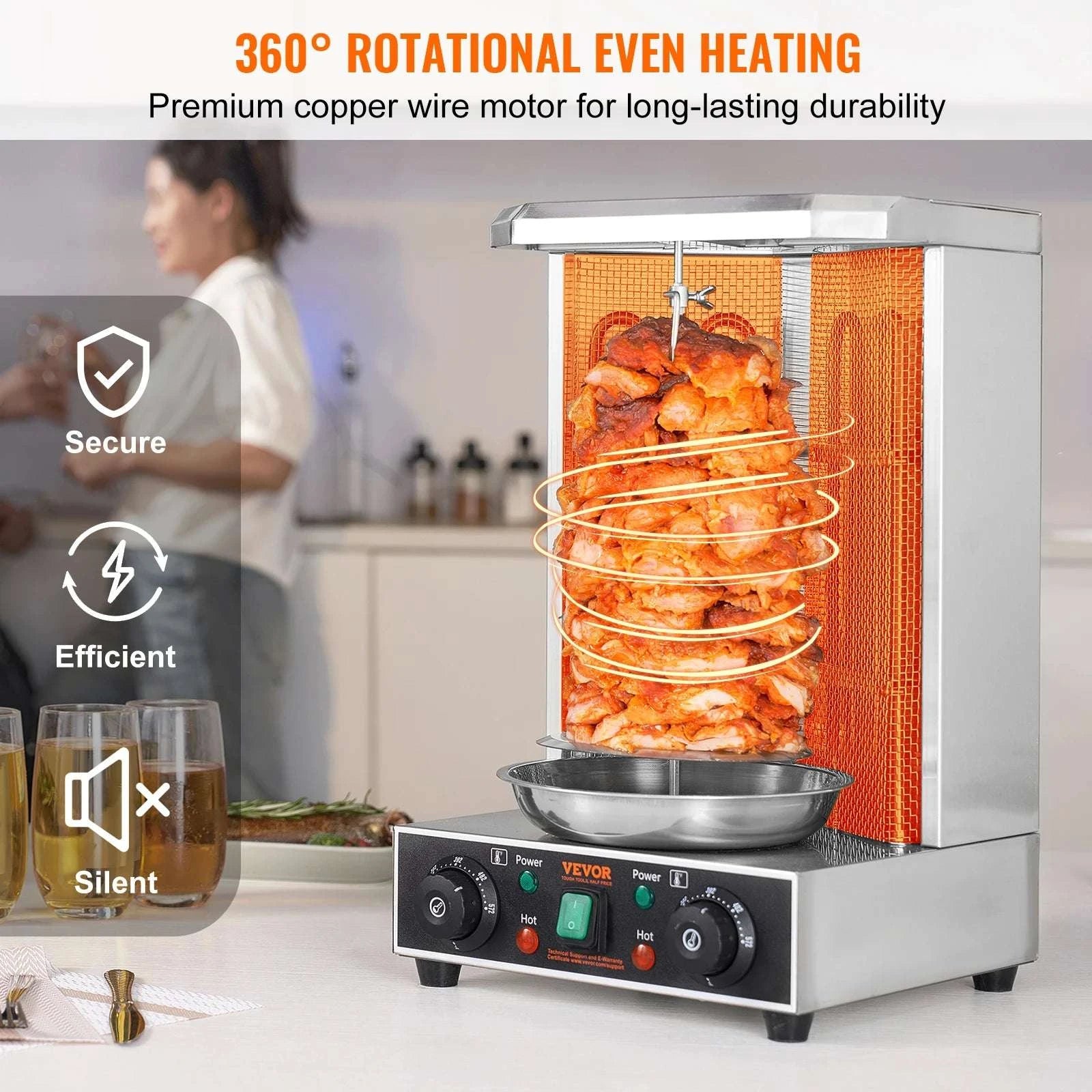 Electric Shawarma Grill Machine 13.7lb Vertical Rotisserie Cooker-US plug 110V / US / United States