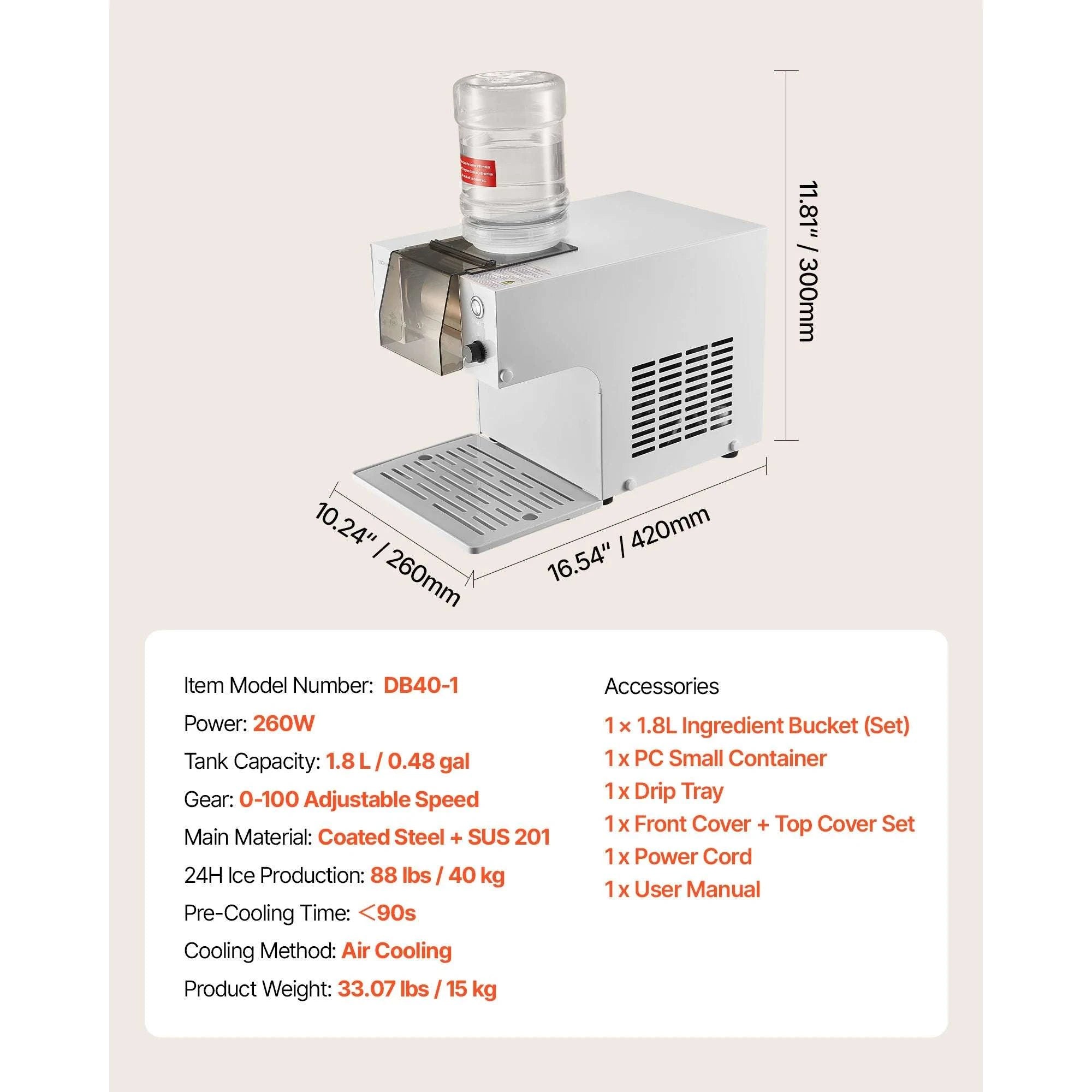 Electric Snowflake Ice Machine 40–80KG/24H Shaved Ice Maker-80kg per 24H / United States