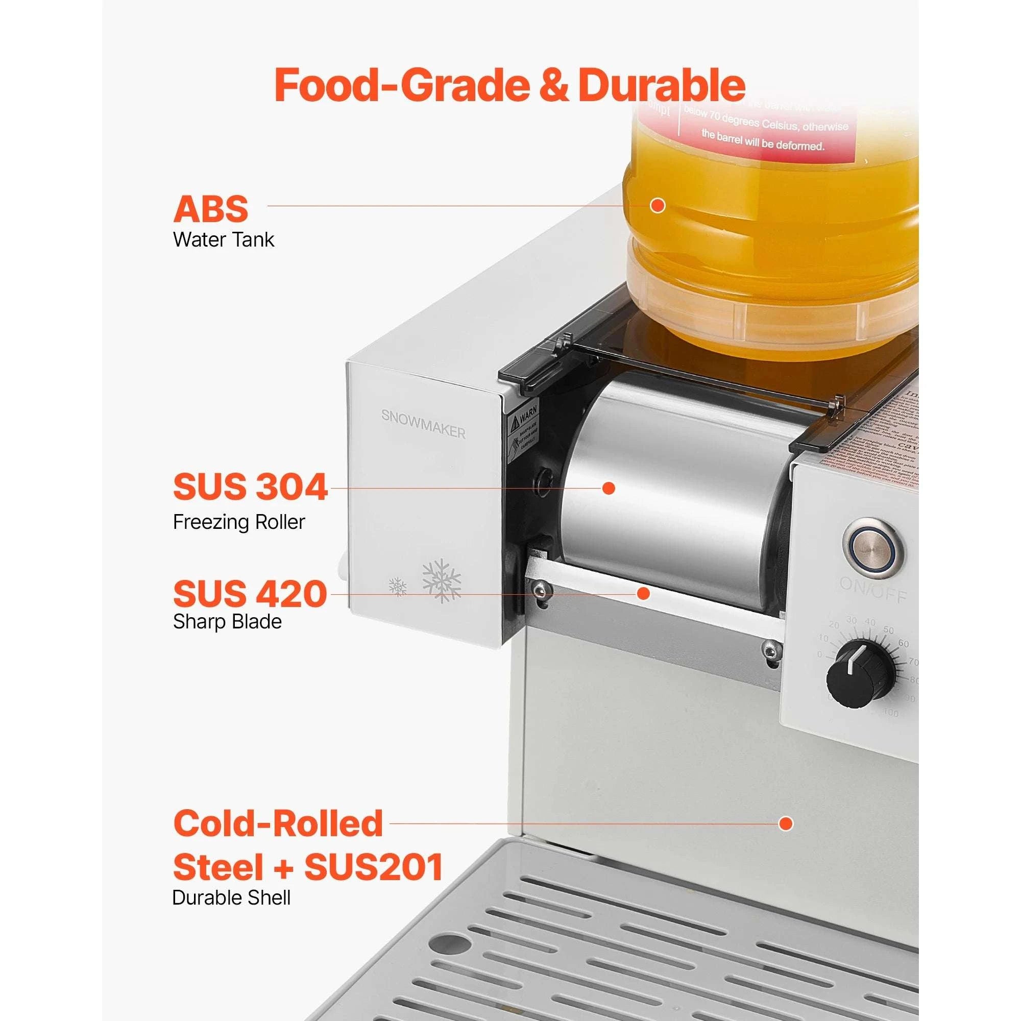 Electric Snowflake Ice Machine 40–80KG/24H Shaved Ice Maker-80kg per 24H / United States