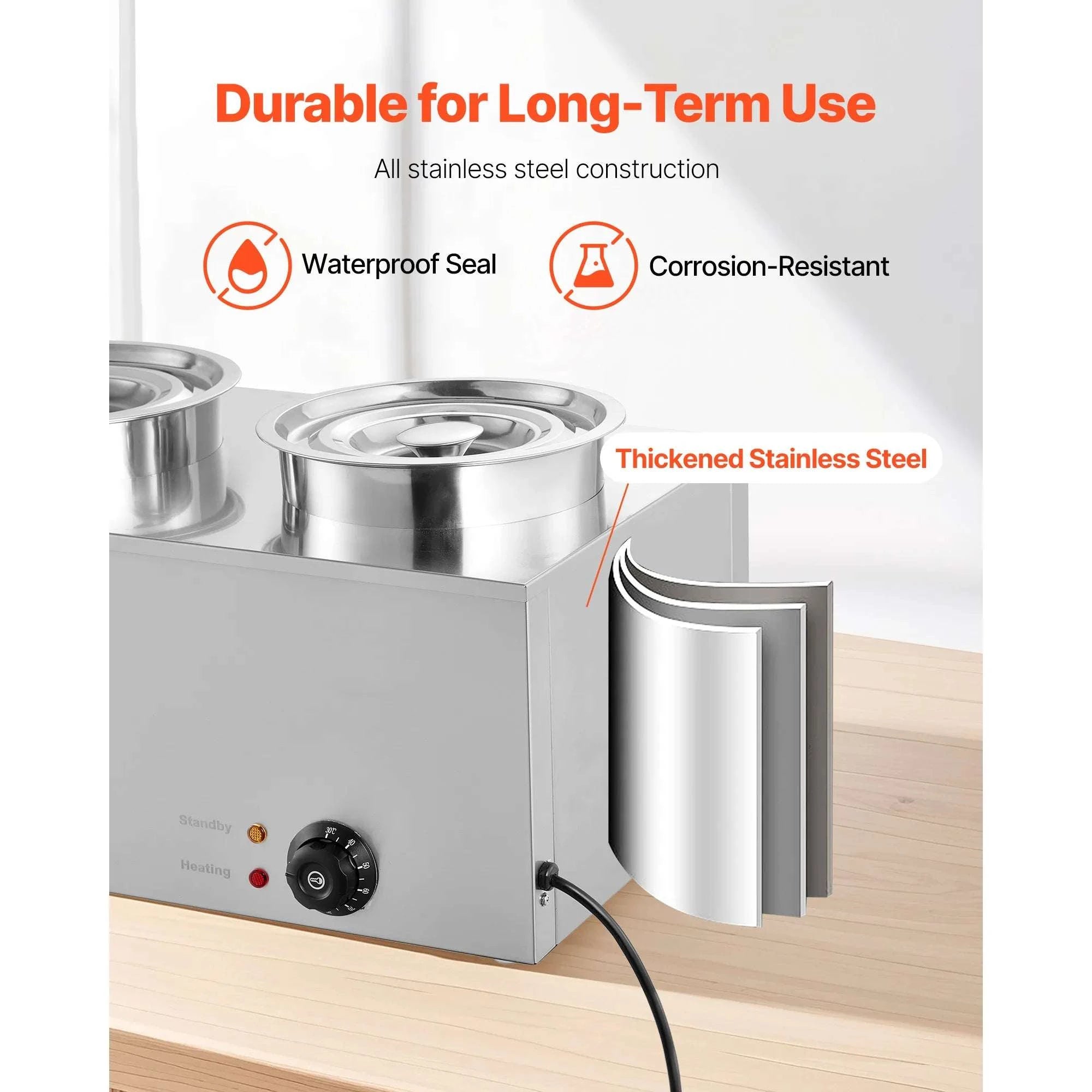 Electric Soup Warmer Dual 6.34QT Pots with Adjustable Heat 1200W-2x6L 1200W / United States