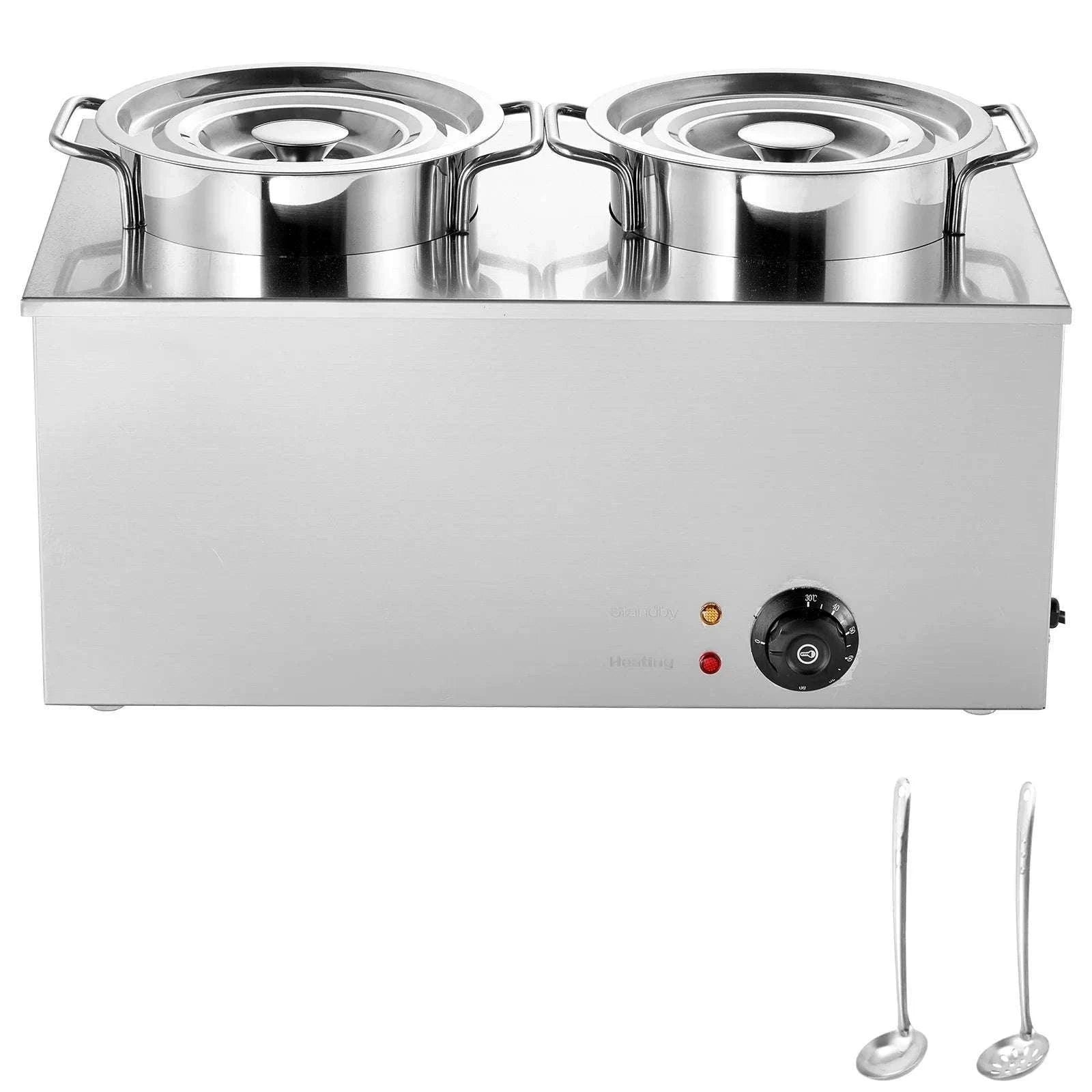 Electric Soup Warmer Dual 6.34QT Pots with Adjustable Heat 1200W-2x6L 1200W / United States