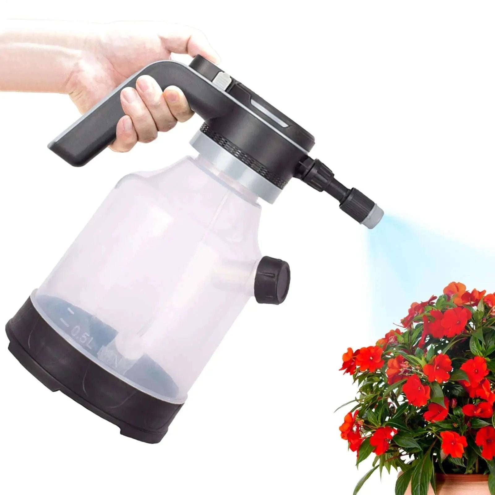 Electric Spray Bottle 3L Cordless Automatic Plant Mister with Adjustable Nozzles-Black