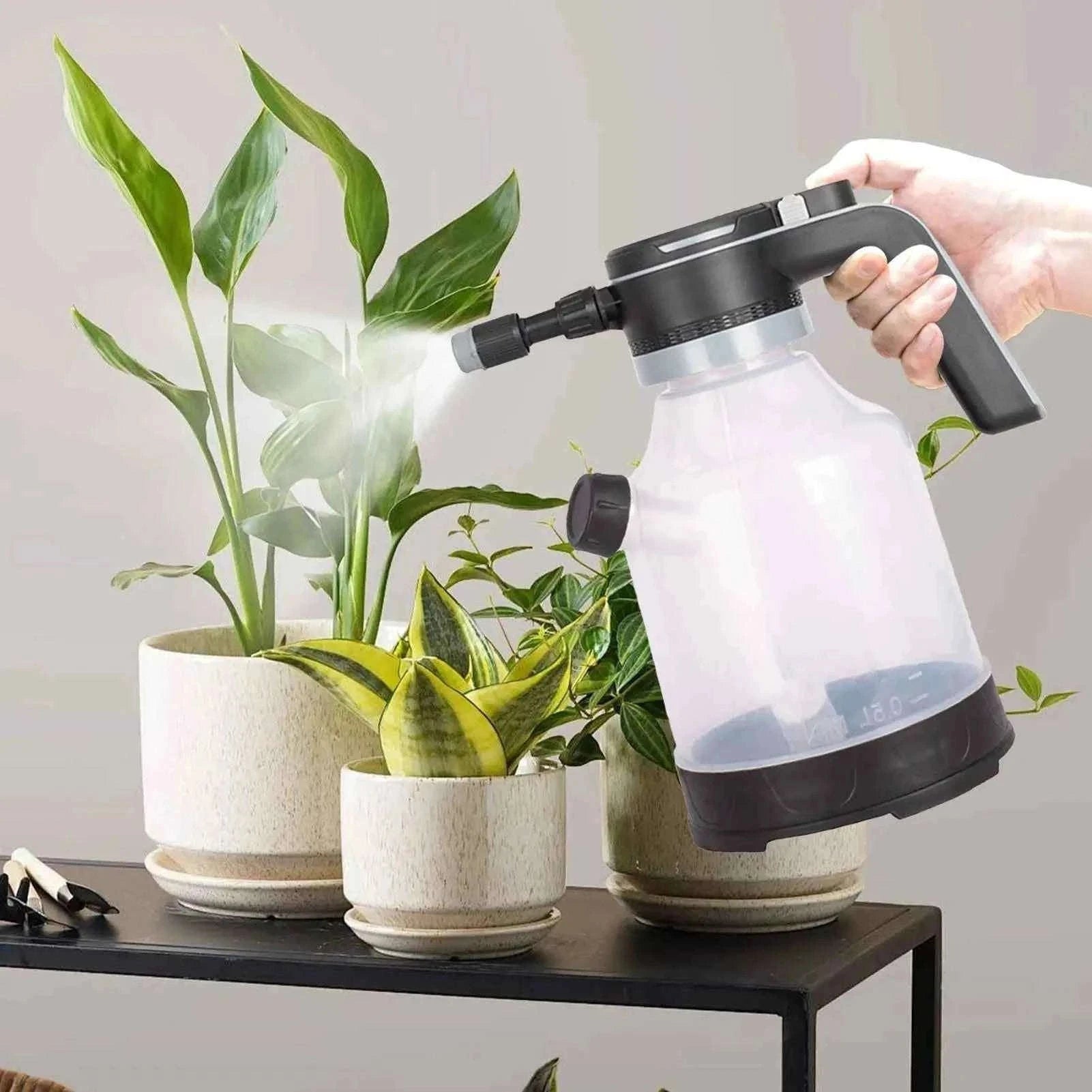 Electric Spray Bottle 3L Cordless Automatic Plant Mister with Adjustable Nozzles-Black