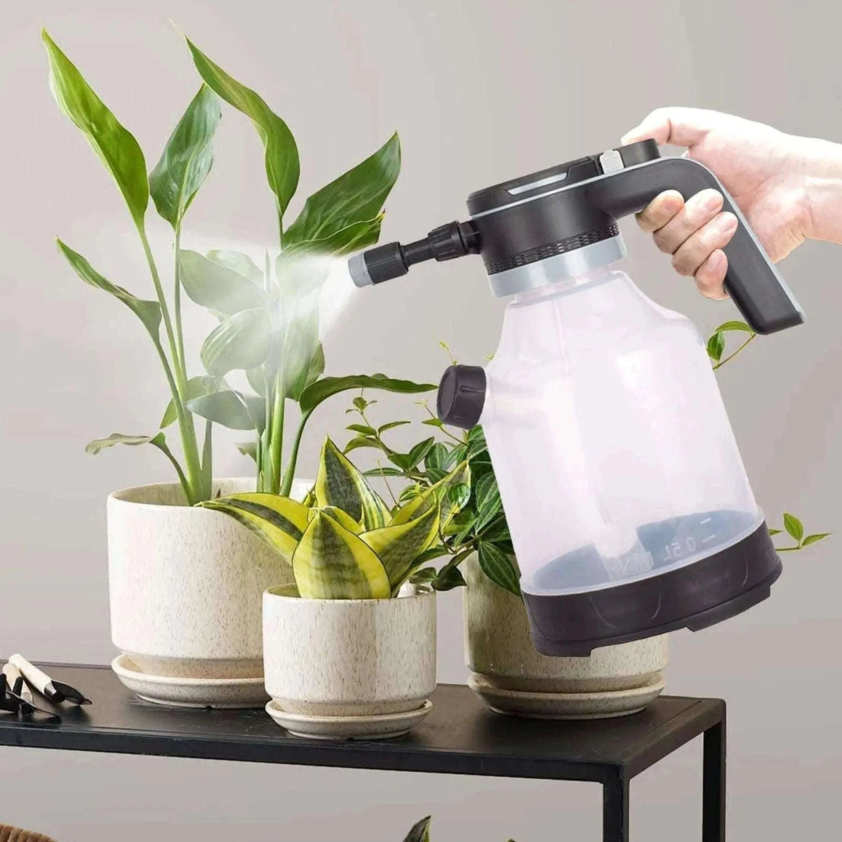 Electric Spray Bottle 3L Cordless Automatic Plant Mister with Adjustable Nozzles-Black
