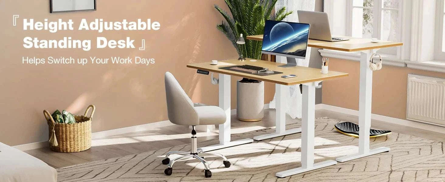Electric Standing Desk 40x24 Adjustable Sit Stand Workstation-White / United States