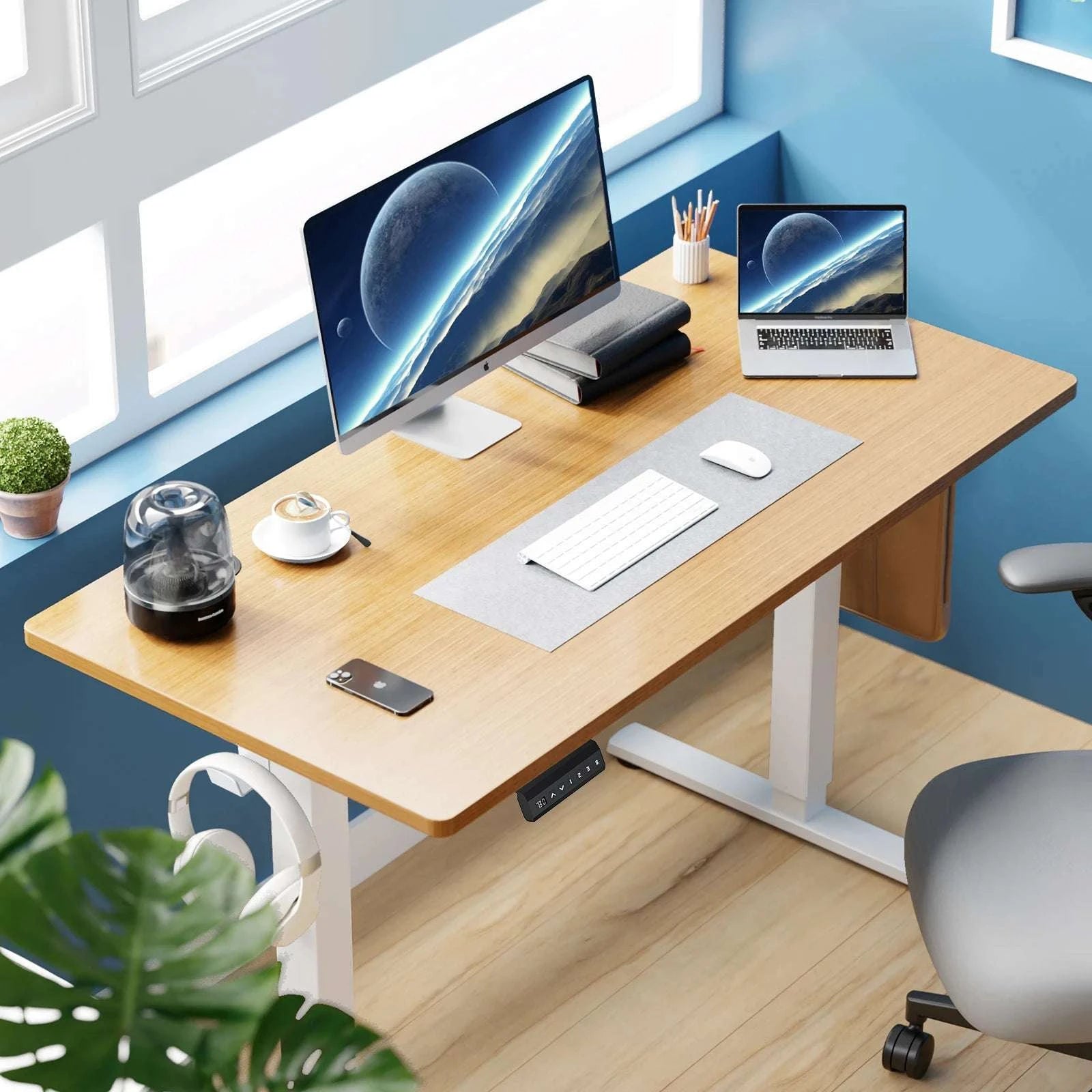 Electric Standing Desk 40x24 Adjustable Sit Stand Workstation-White / United States