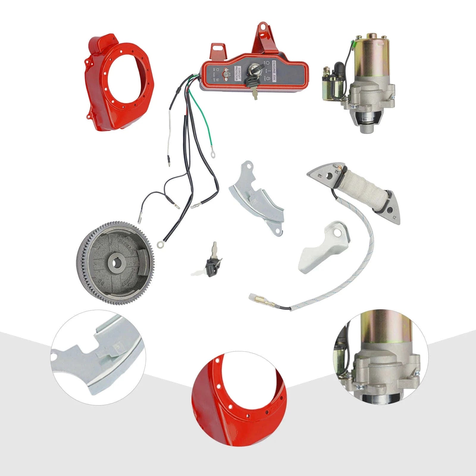 Electric Start Kit for Honda GX160 GX200 Engines-Red / United States