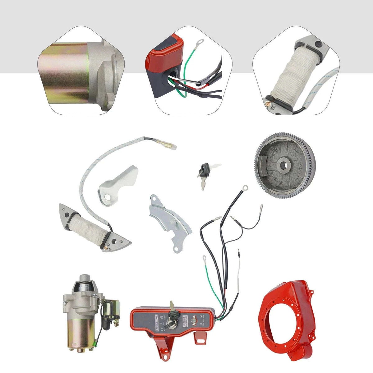 Electric Start Kit for Honda GX160 GX200 Engines-Red / United States