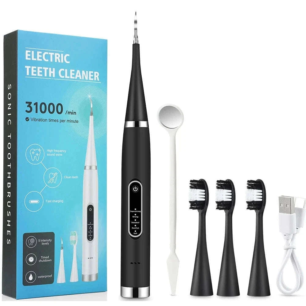 Electric Teeth Cleaner Ultrasonic Dental Scaler for Home Use-black