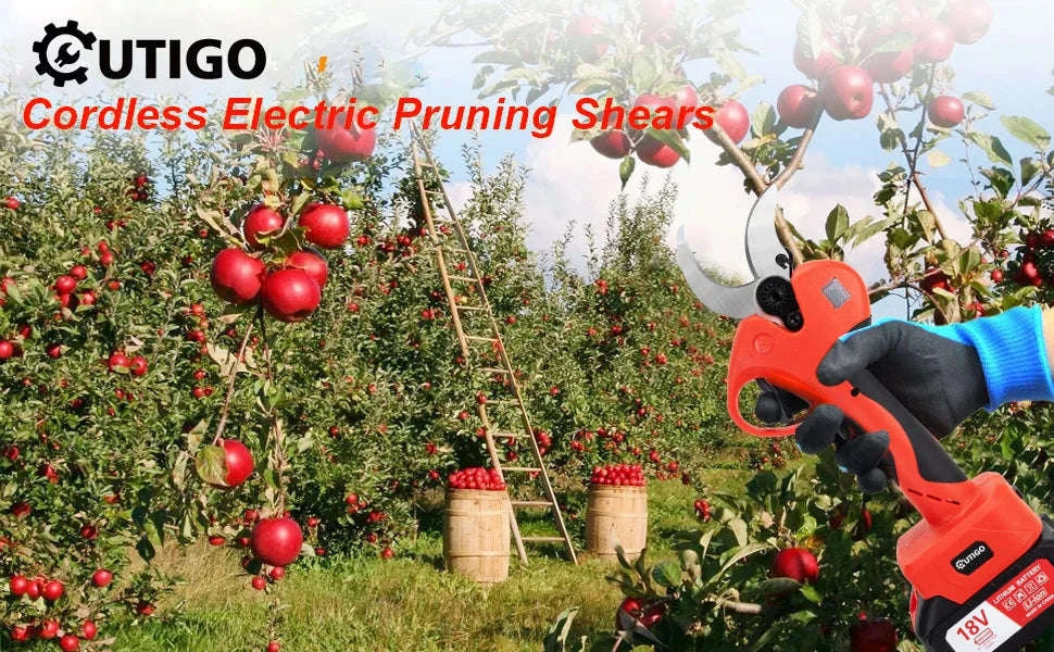 Electric Thread Secateur with 40mm Cutting Capacity and Dual Batteries-Red / two batteries / france