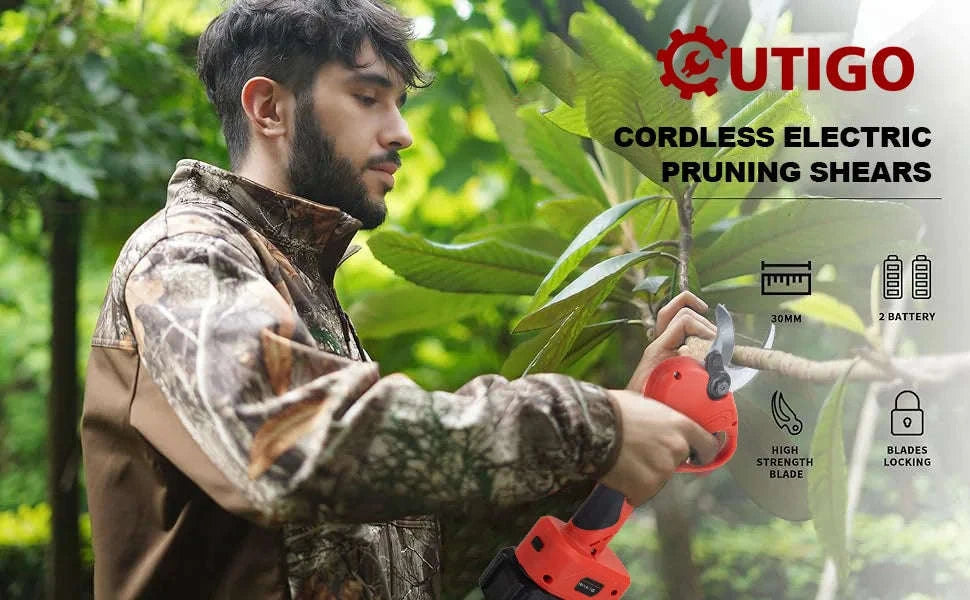 Electric Thread Secateur with 40mm Cutting Capacity and Dual Batteries-Red / two batteries / france