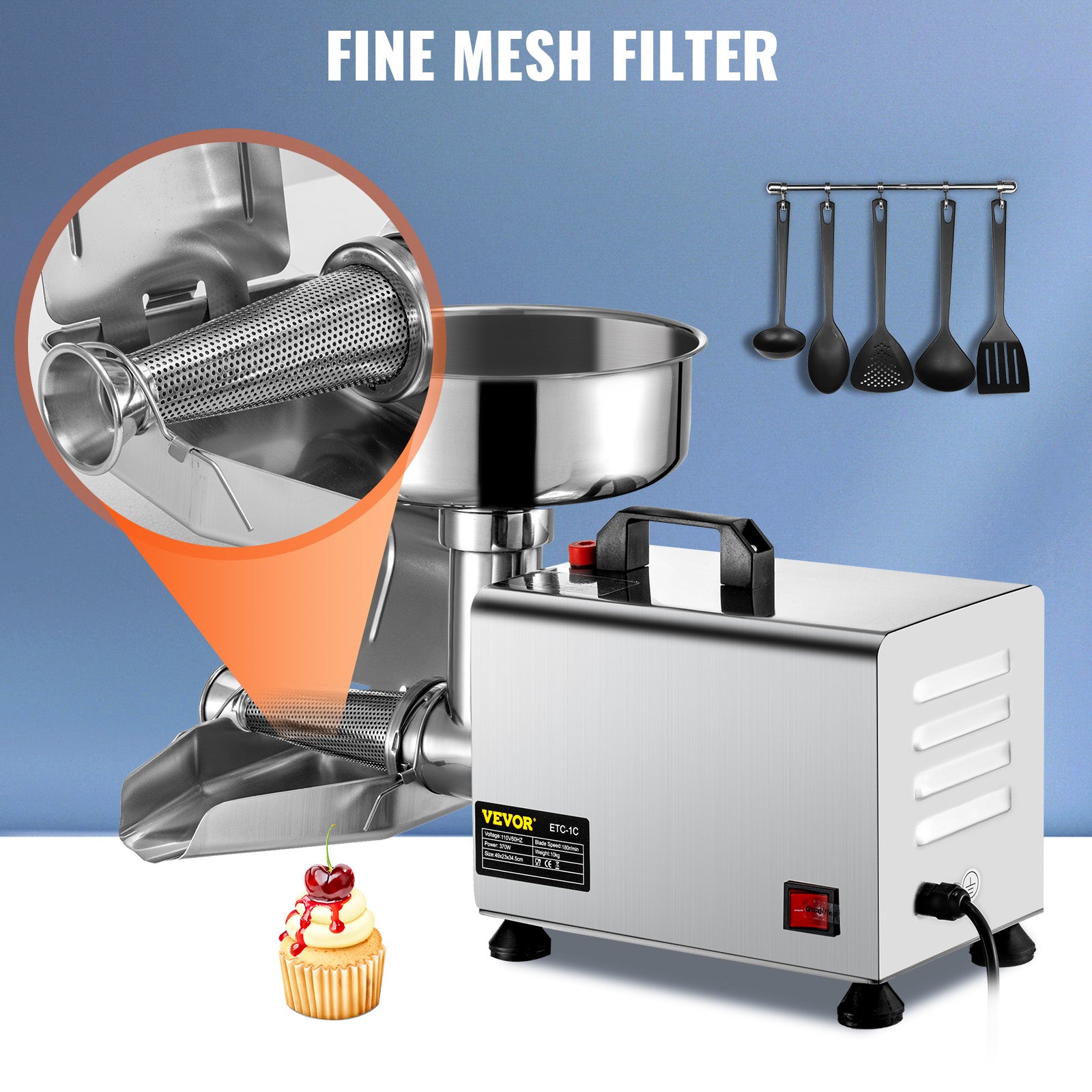 Electric Tomato Strainer & Sauce Maker with 370W Motor