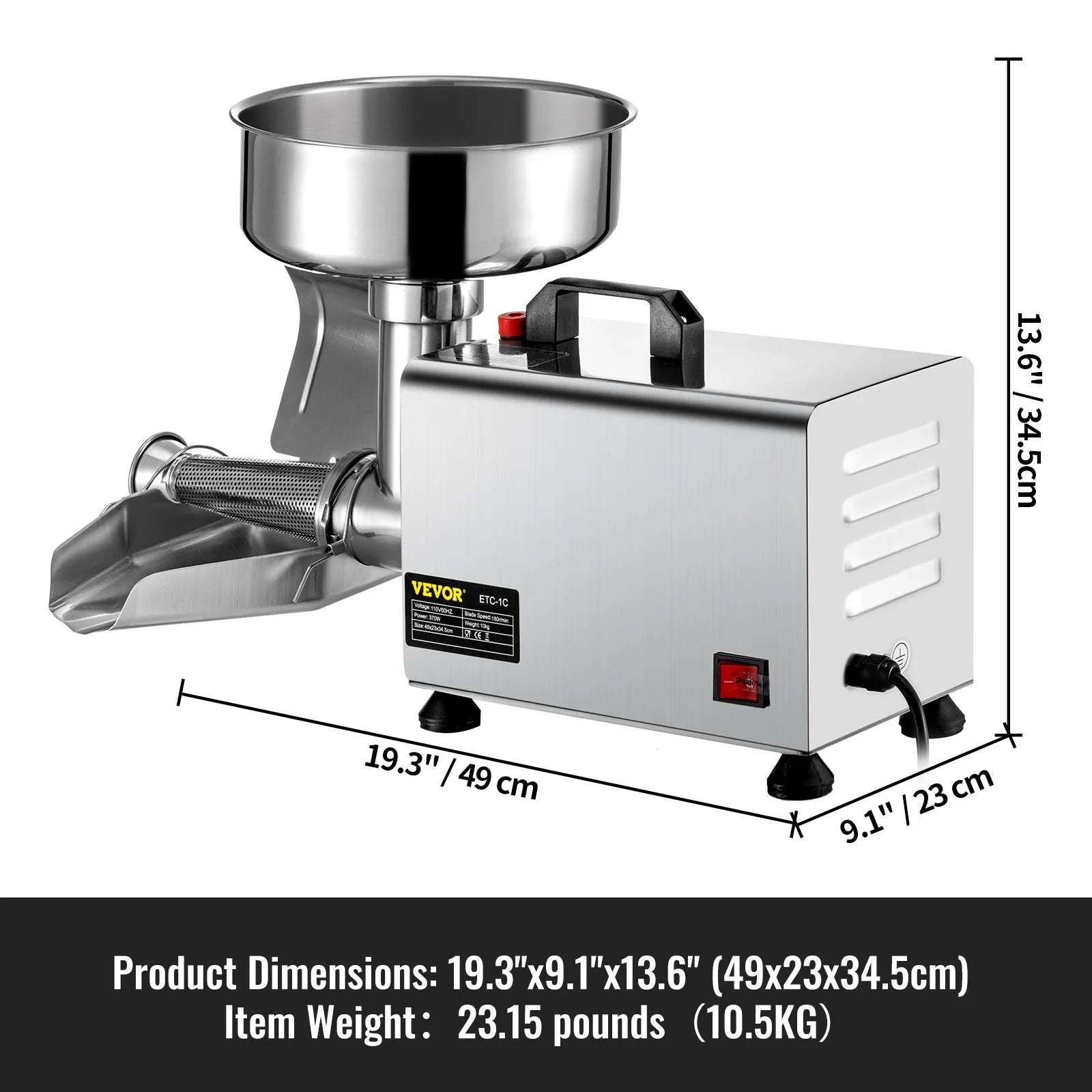 Electric Tomato Strainer & Sauce Maker with 370W Motor-United States